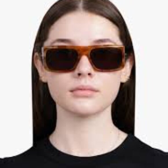 Saint Laurent SL635ACETATE 005 Sunglasses Havana Rectangle Frame, Grey Lenses - Picture 2 of 11